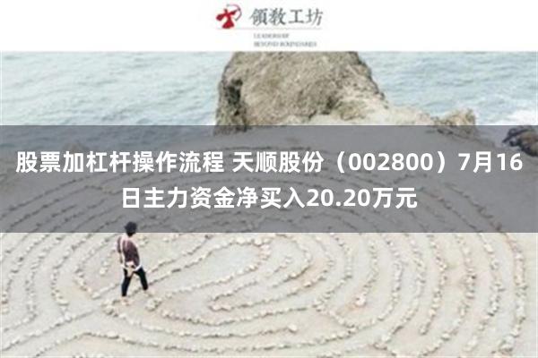 股票加杠杆操作流程 天顺股份（002800）7月16日主力资金净买入20.20万元