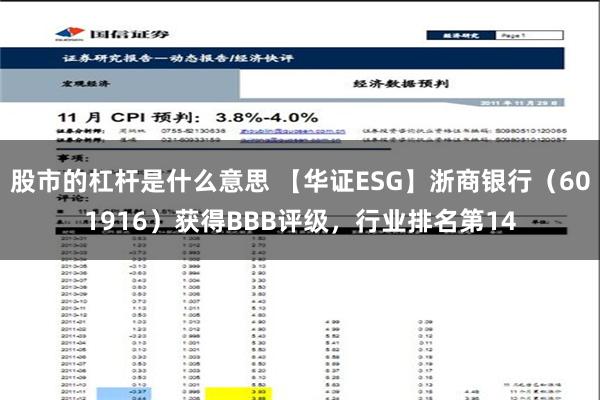 股市的杠杆是什么意思 【华证ESG】浙商银行（601916）获得BBB评级，行业排名第14