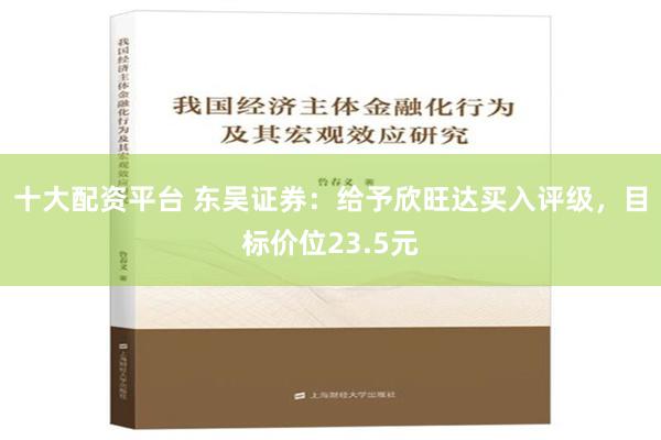 十大配资平台 东吴证券：给予欣旺达买入评级，目标价位23.5元